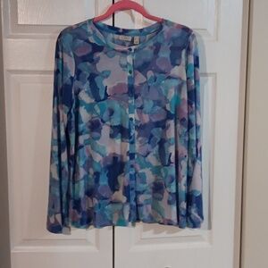 Colorful Button-Up Stretch Mesh Cardigan